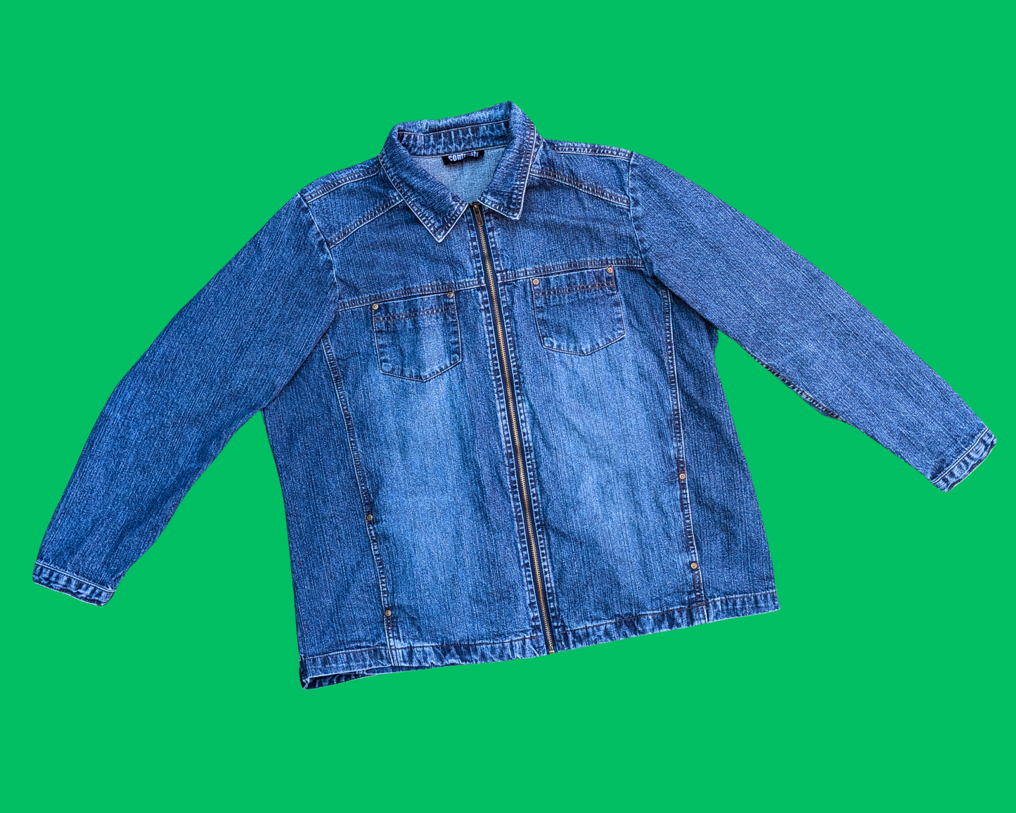 Handmade, Upcycled Friends T-Shirt Denim Jacket Size L