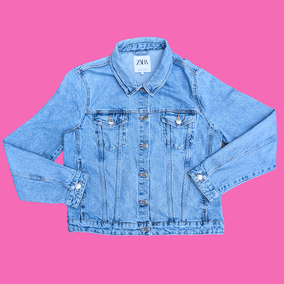 Nirvana Upcycled T-Shirt Denim Jacket Size L for Women
