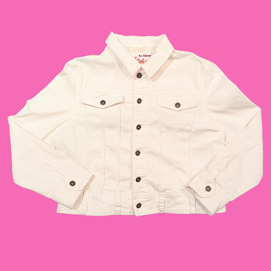 T-shirt upcyclé « Charlotte aux Fraises » et veste blanche taille XL