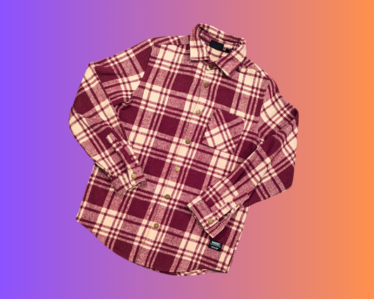 Y2K Plaid Purple WESC Shirt Size S Men