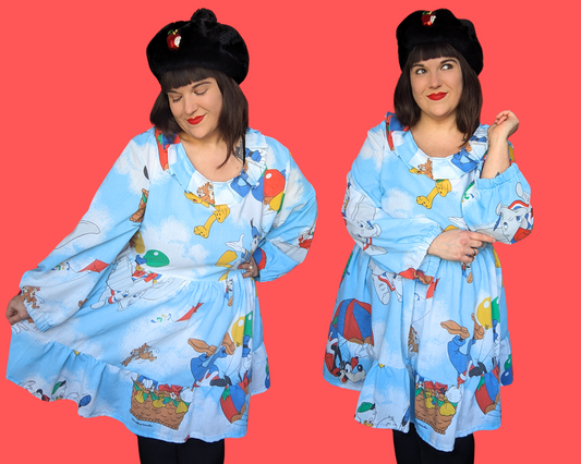 Robe Disney Mickey Mouse et ses amis vintage des années 1990, fabriquée à la main et recyclée, taille 3XL