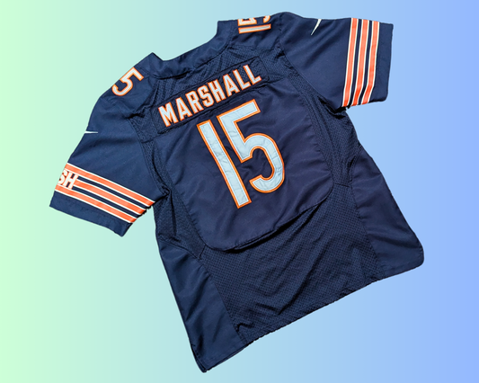 Y2K NFL Chicago Bears #15 Brandon Marshall Blue Orange Jerseyt Size XL