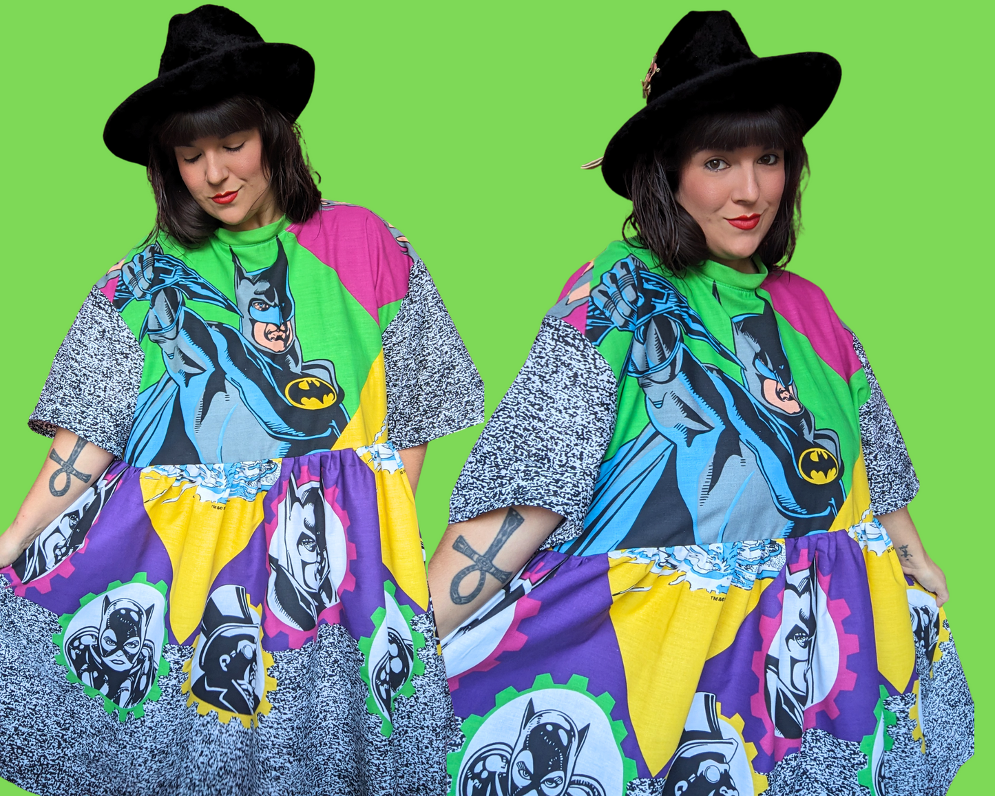 Robe t-shirt Batman vintage 1992, fabriquée à la main et recyclée, taille 2XL