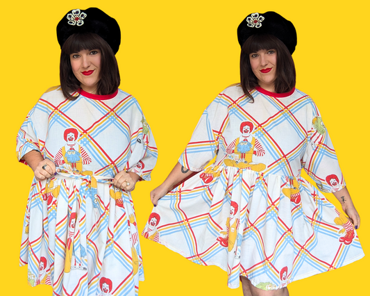 Handmade, Upcycled McDonald's Bedsheet T-Shirt Dress Fits 2XL