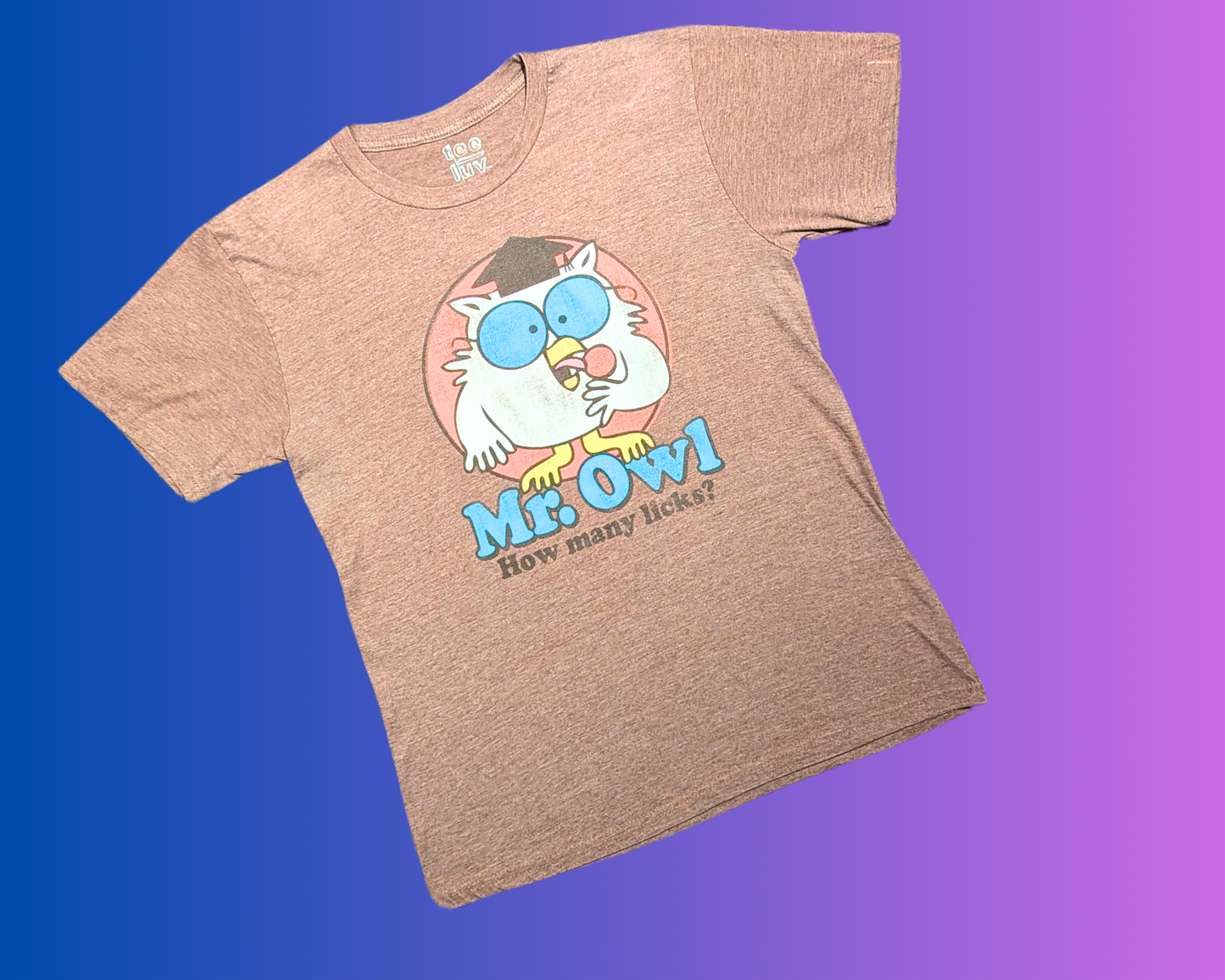 Y2K Mr. Owl How Many Licks? T-Shirt by Tee Luv Size M