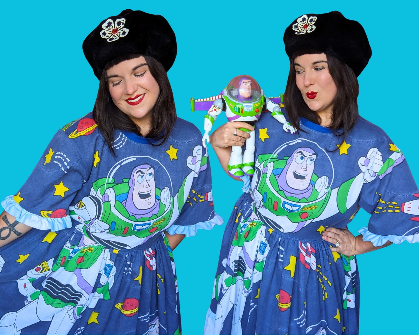 Robe t-shirt vintage des années 1990, fabriquée à la main et recyclée, inspirée de Toy Story, Buzz l'Éclair et Walt Disney, taille S à XL.