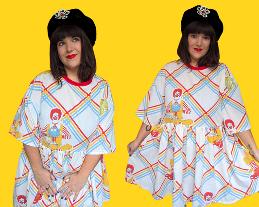 Handmade, Upcycled McDonald's Bedsheet T-Shirt Dress Fits 2XL