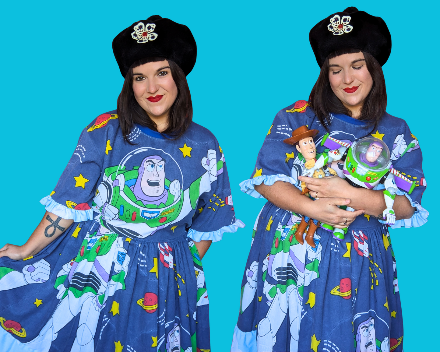 Robe t-shirt vintage des années 1990, fabriquée à la main et recyclée, inspirée de Toy Story, Buzz l'Éclair et Walt Disney, taille S à XL.