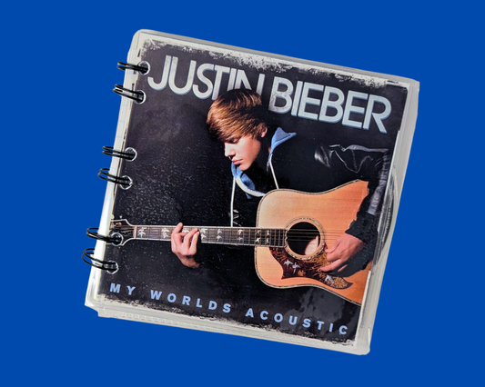 Justin Bieber, carnet de notes CD acoustique My Worlds