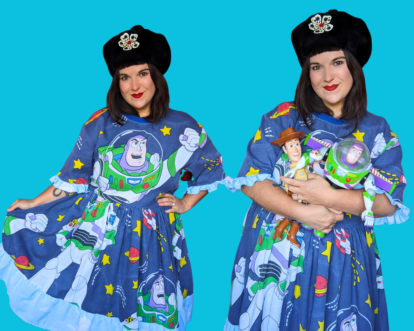 Robe t-shirt vintage des années 1990, fabriquée à la main et recyclée, inspirée de Toy Story, Buzz l'Éclair et Walt Disney, taille S à XL.