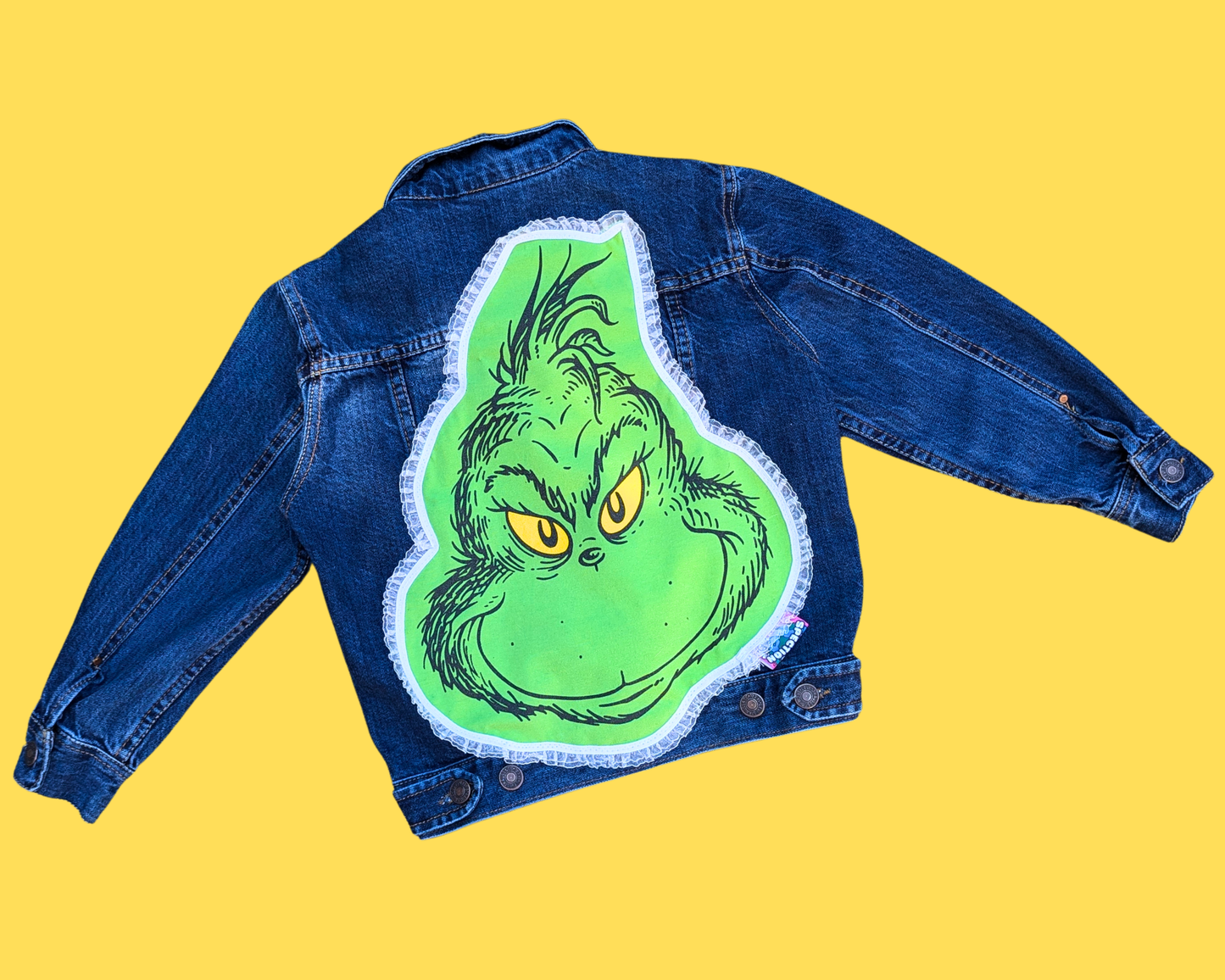 Handmade, Upcycled The Grinch Who Stole Christmas Levi's Denim Jacket Size 6 Years Old for Kids