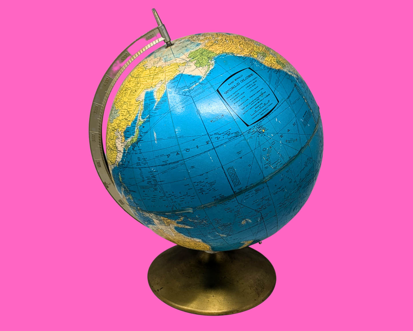 Globe terrestre vintage des années 1970 fabriqué aux États-Unis