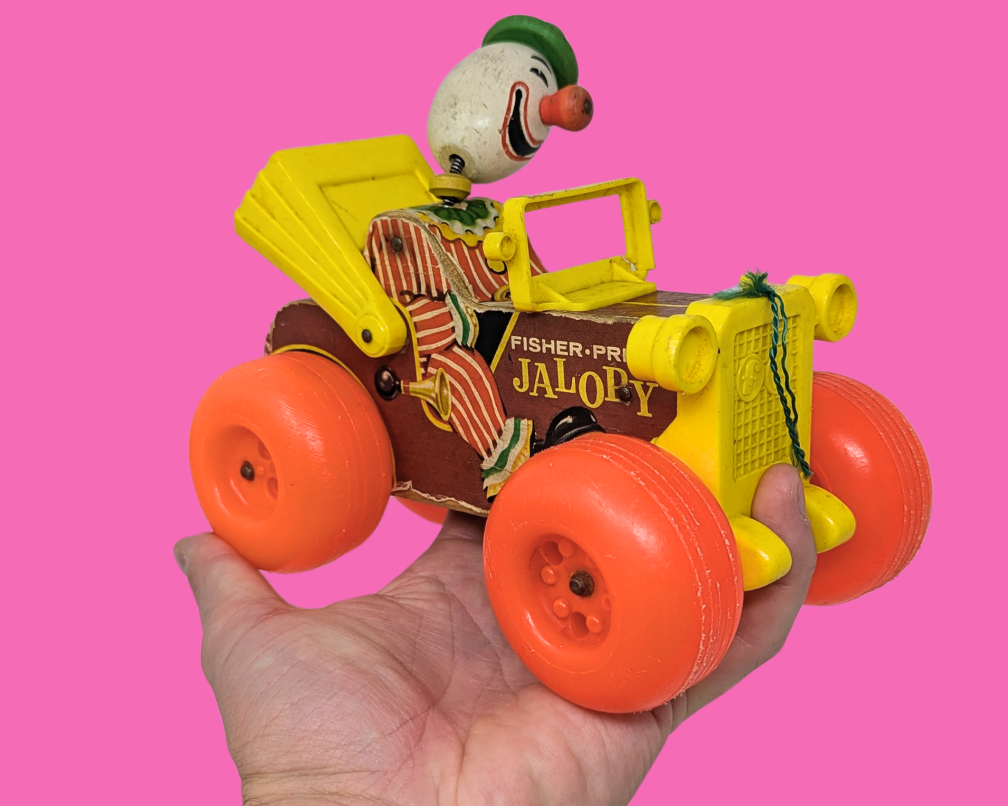 Voiture clown de cirque Fisher Price vintage des années 1960
