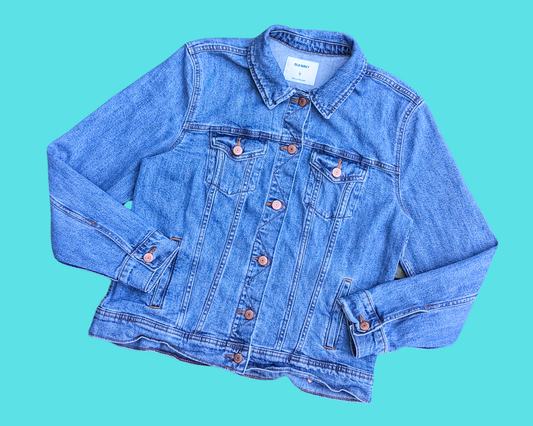Veste en jean une pièce faite à la main et recyclée, taille L