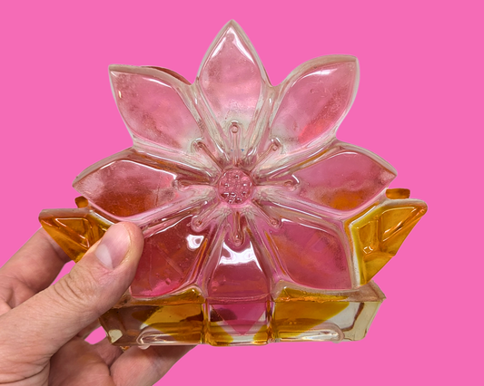 Porte-serviettes vintage en plastique à motif floral des années 1970