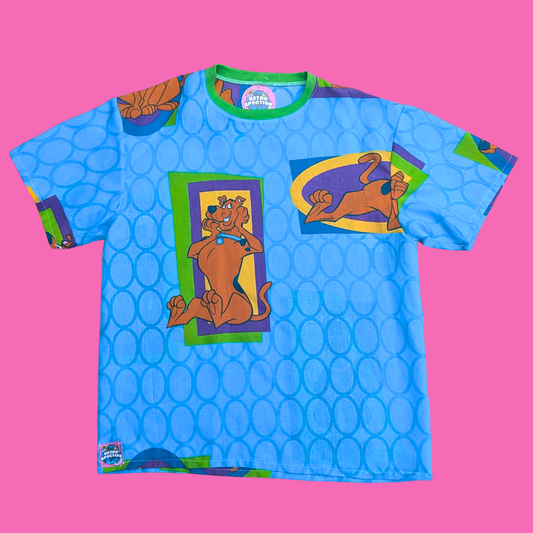 Handmade, Upcycled Scooby-Doo Bedsheet T-Shirt Oversized S-M, Fitted L-XL
