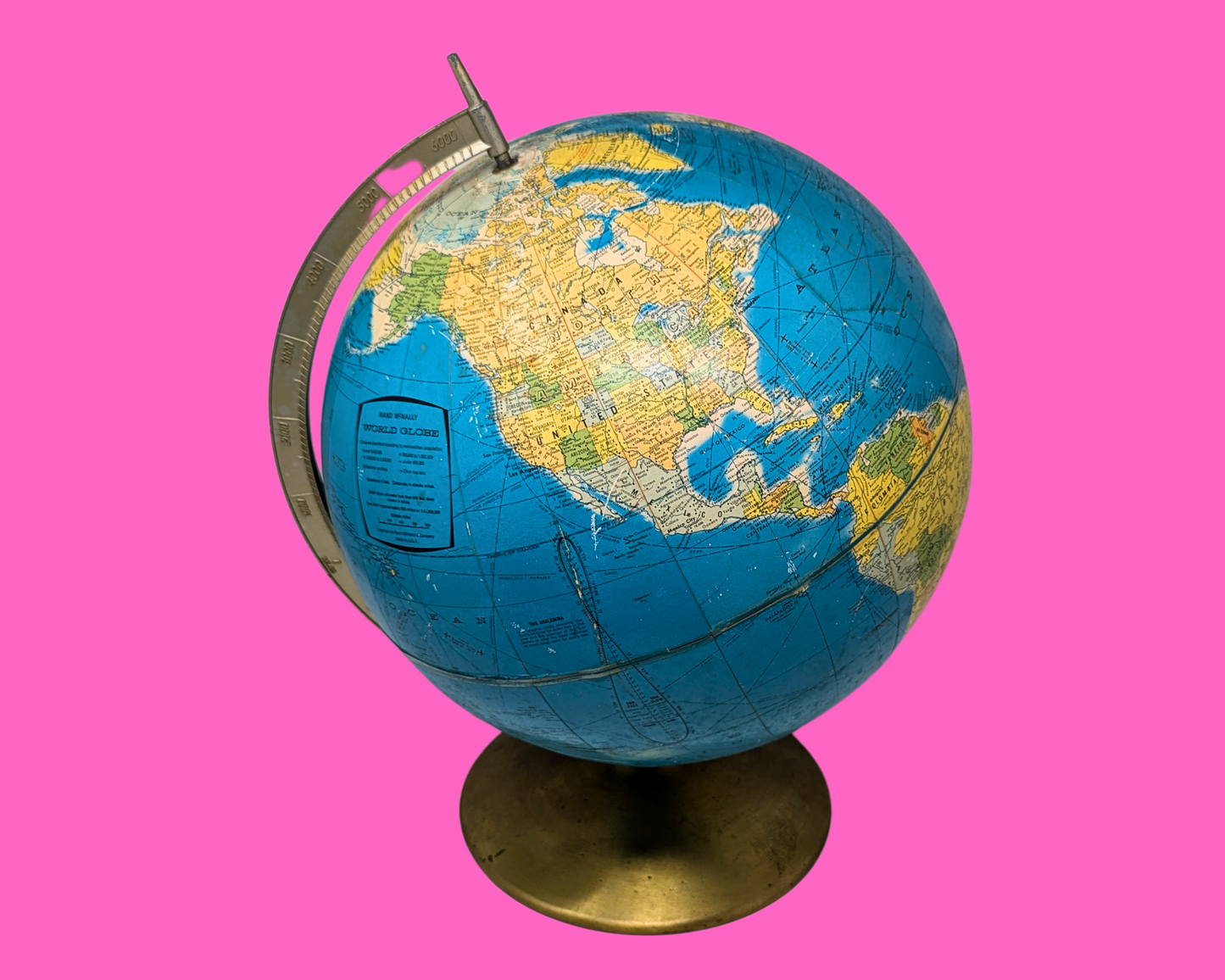 Globe terrestre vintage des années 1970 fabriqué aux États-Unis