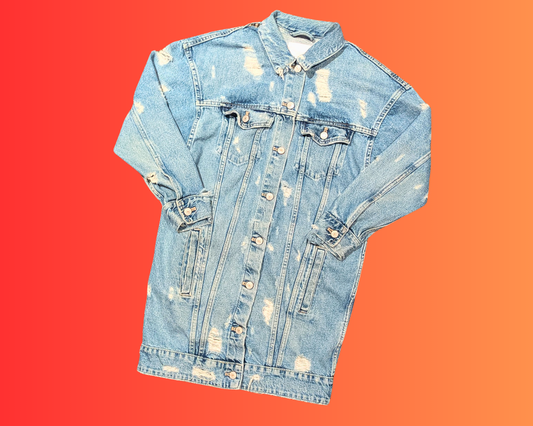 Handmade, Upcycled McDonald's Long Denim Jacket Size S