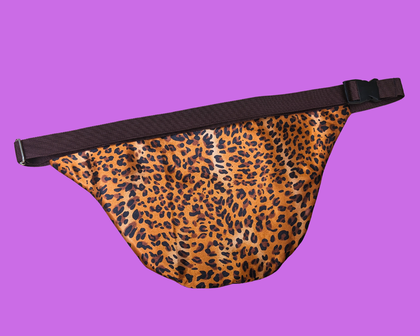 Handmade, Upcycled Silky Leopard Print Fanny Pack