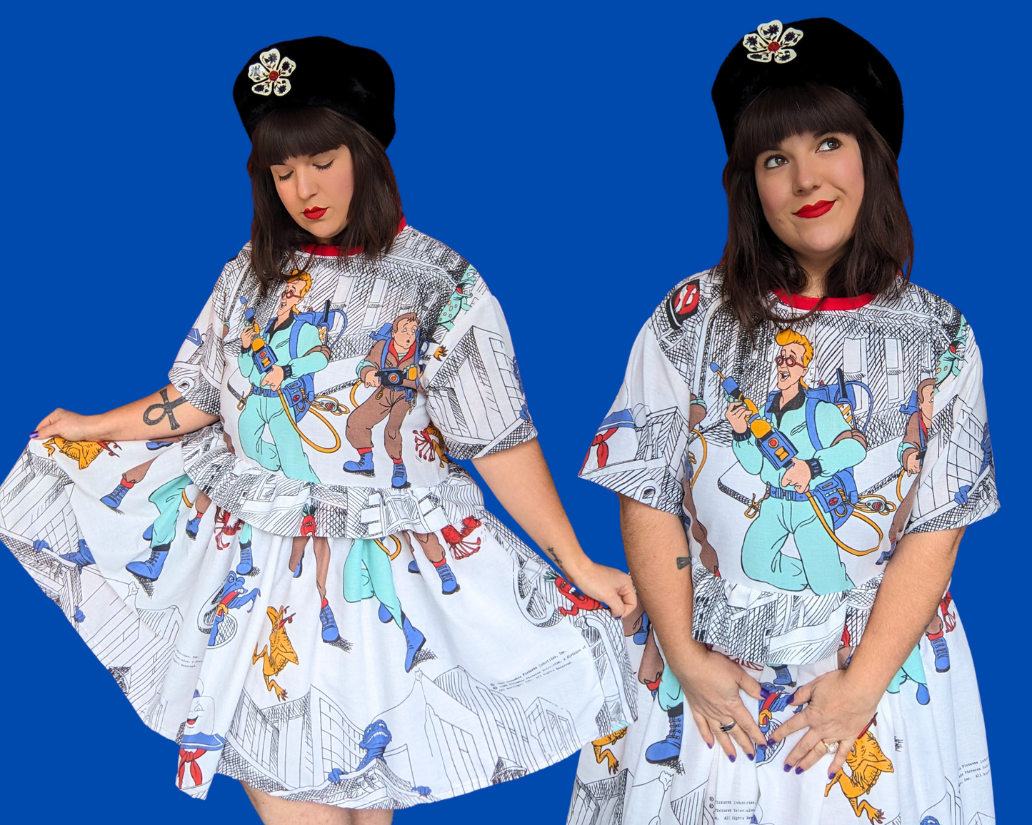 Robe t-shirt vintage Ghostbusters 1986, fabriquée à la main et recyclée, taille S à XL.