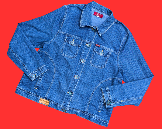 Veste en jean Chucky recyclée et faite à la main, taille XXL