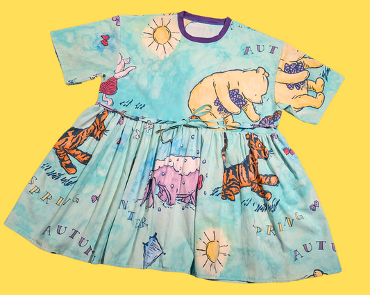 Robe t-shirt Winnie l'ourson Disney faite à la main et recyclée, taille 2XL