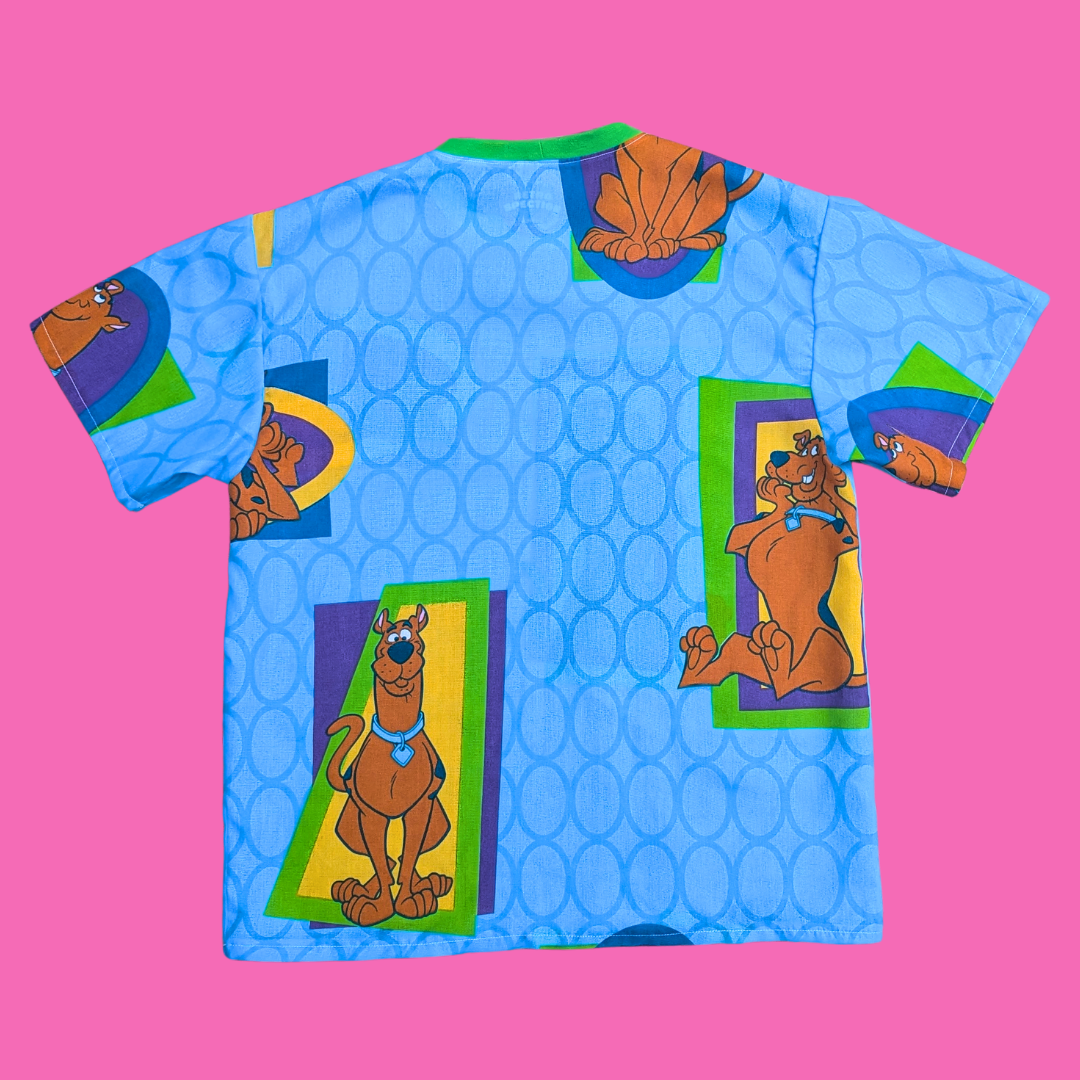Handmade, Upcycled Scooby-Doo Bedsheet T-Shirt Oversized S-M, Fitted L-XL