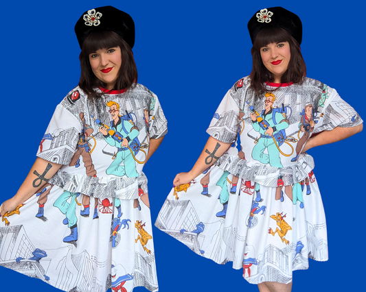 Robe t-shirt vintage Ghostbusters 1986, fabriquée à la main et recyclée, taille S à XL.