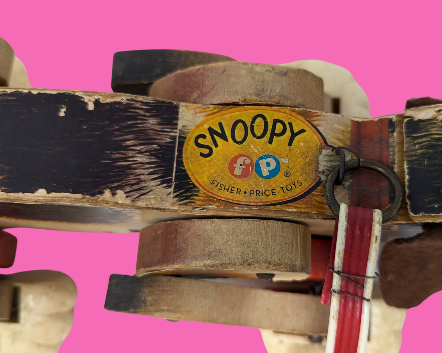Jouet à tirer vintage Fisher Price Snoopy Dog des années 1960