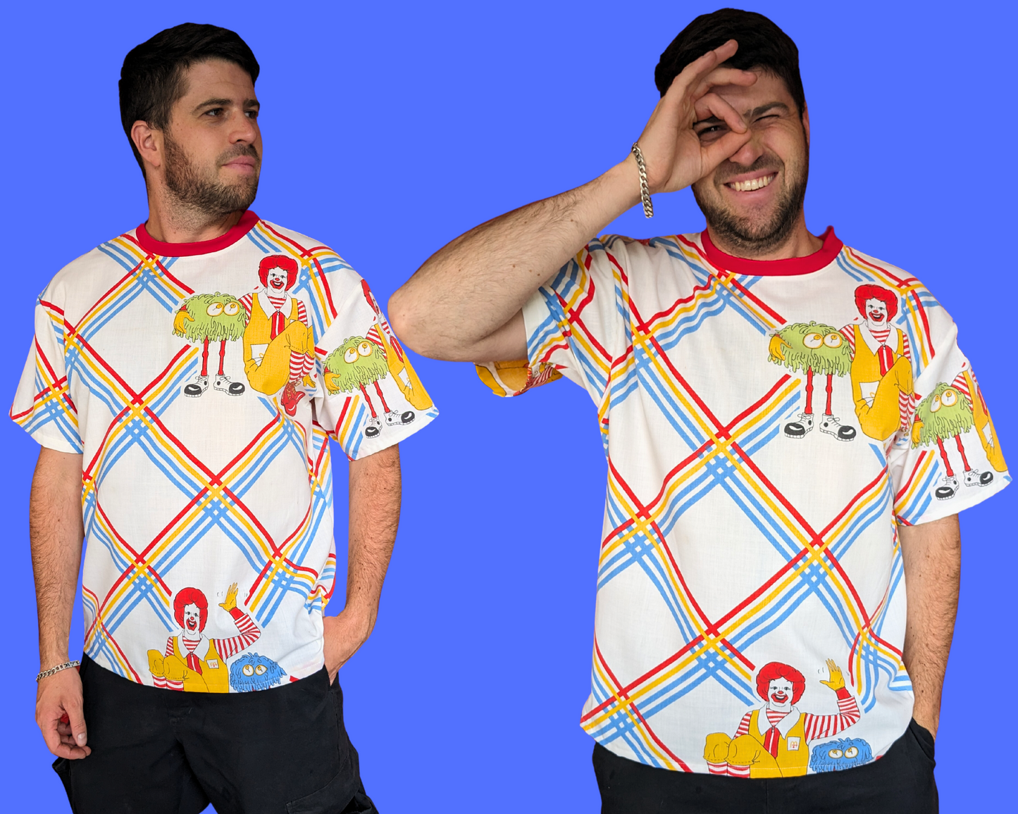 Fait à la main, Upcycled Charlie Brown Drap de lit T-shirt surdimensionné XS - Convient comme une taille M