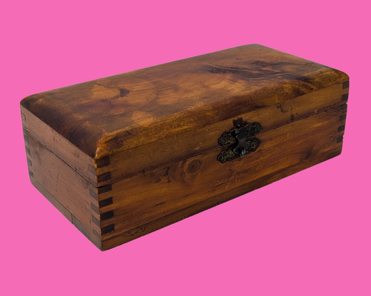 Coffret à bijoux en bois vintage des années 1960 avec miroir