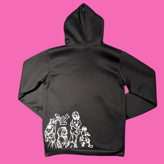 Black Hoodie with Doodles ''BFBORFEND'' by XCLY Size M