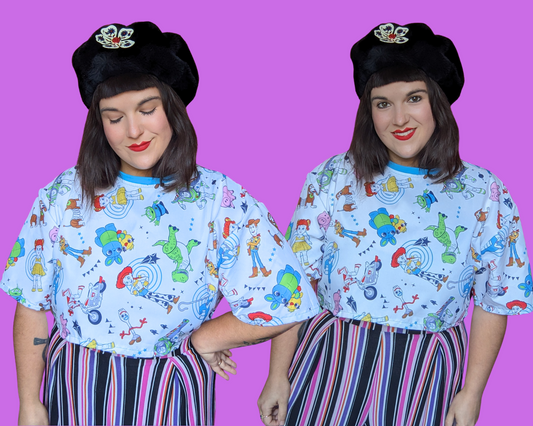 Haut court surdimensionné Toy Story 4 de Walt Disney's Pixar, fait main et recyclé, taille XS - Convient comme une taille M