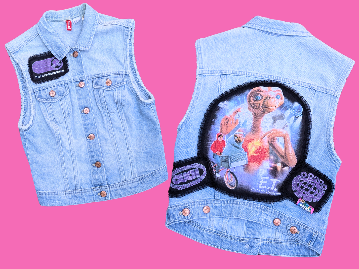 Handmade, Upcycled E.T The Extra Terrestrial Vest Jacket Size XS