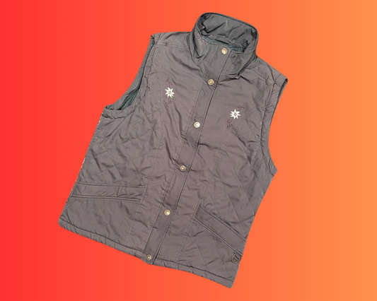 Gilet Y2K Vuarnet brodé de fleurs d'edelweiss, taille M