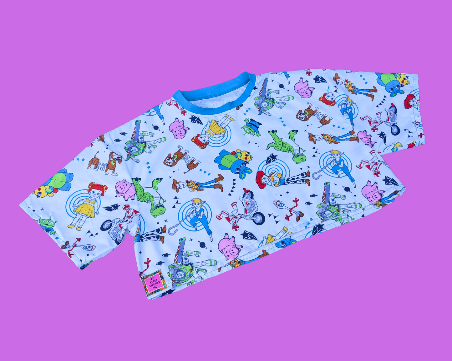 Haut court surdimensionné Toy Story 4 de Walt Disney's Pixar, fait main et recyclé, taille XS - Convient comme une taille M