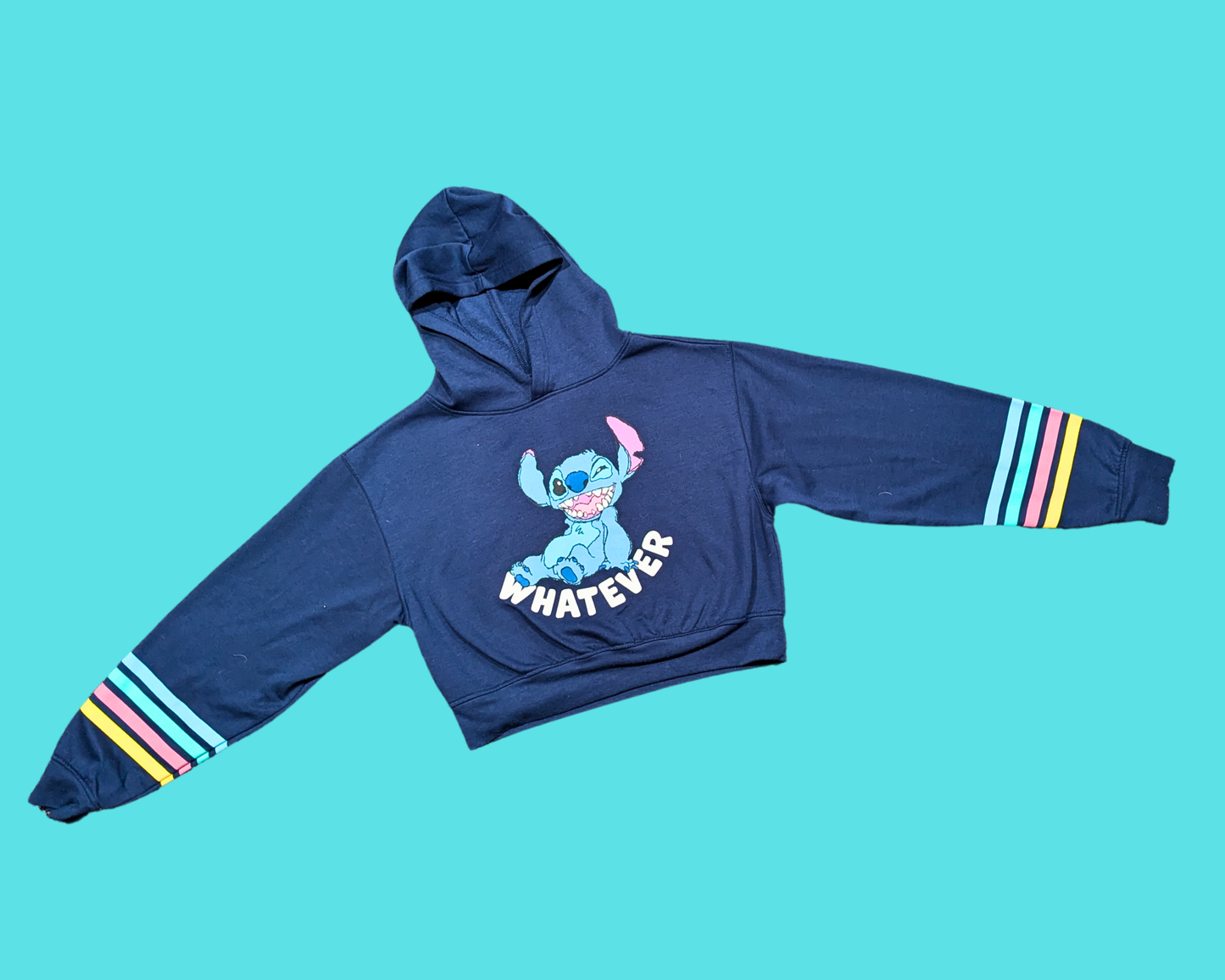 Y2K Disney Lilo & Stitch, Whatever, Crop Hoodie Size L