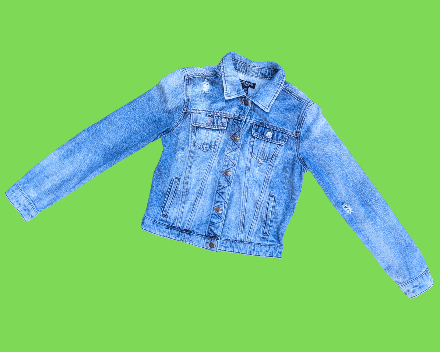 Handmade, Upcycled The Grinch Who Stole Christmas Denim Jacket Size L