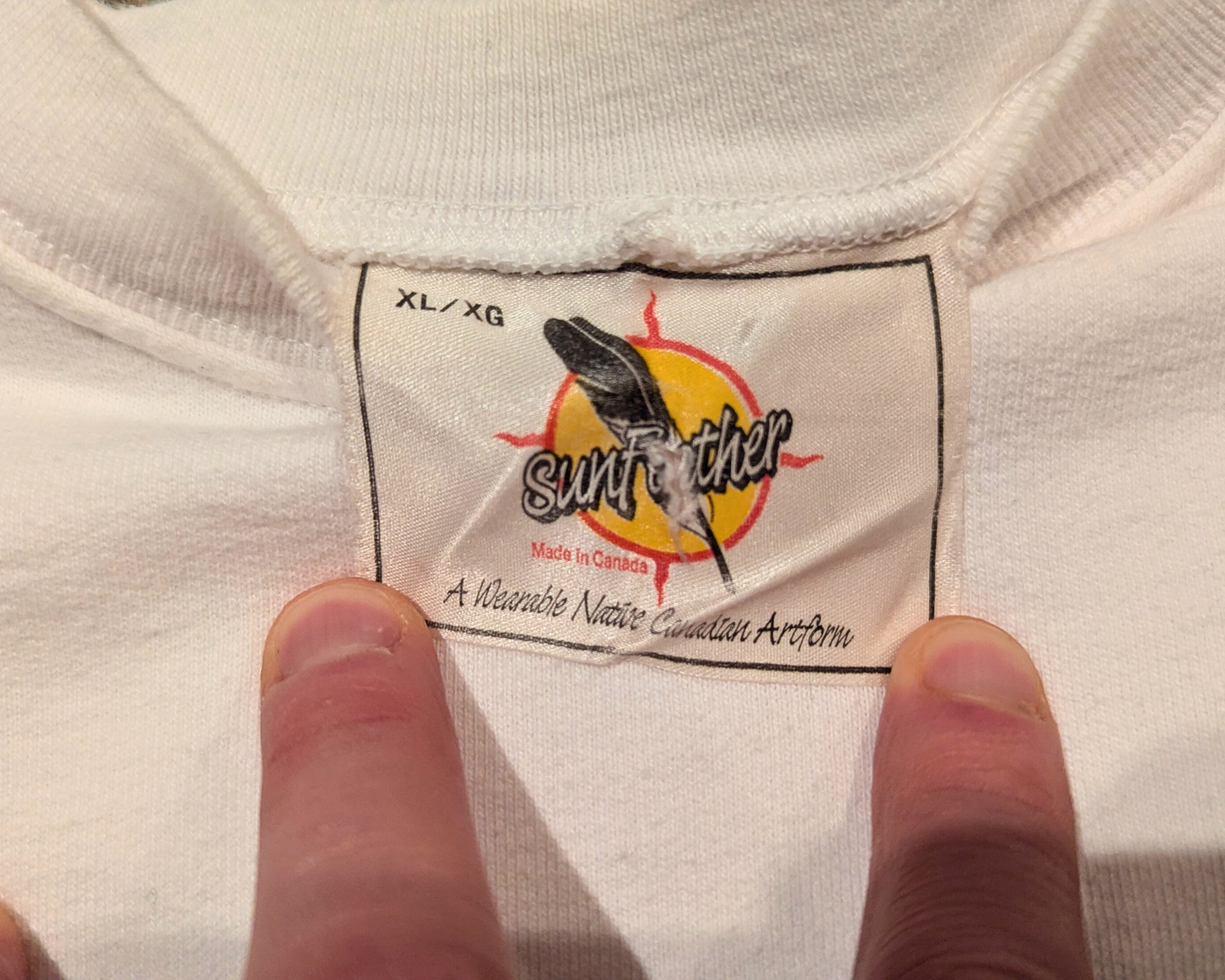 Crewneck Native American artist Sun Father label.