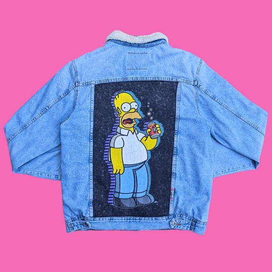 Homer Simpson, The Simpsons T-Shirt Warm Denim Jacket Size XL for Men