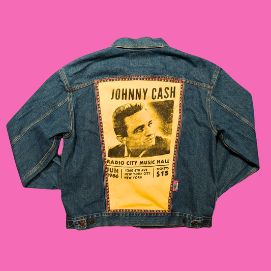 Johnny Cash Upcycled Levi's Denim Jacket Size XL