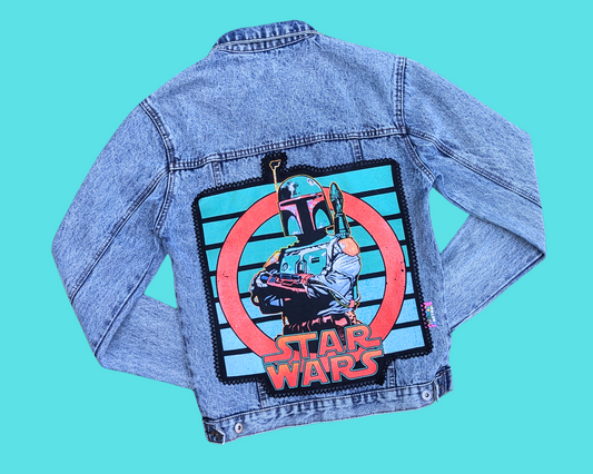 Veste en jean Star Wars faite main et recyclée, taille S