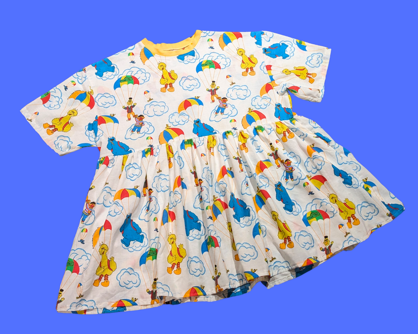 Handmade, Upcycled Sesame Street Bedsheet T-Shirt Dress Fits 2XL