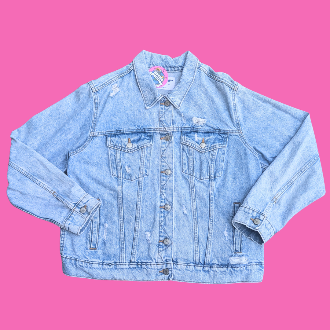 Madonna Upcycled T-Shirt Denim Jacket Size L