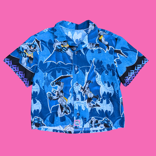 Handmade, Upcycled Batman Bedsheet Button Down Shirt Size XL