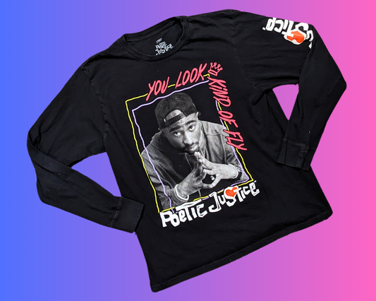 T-shirt à manches longues Tupac Shakur Y2K, taille M
