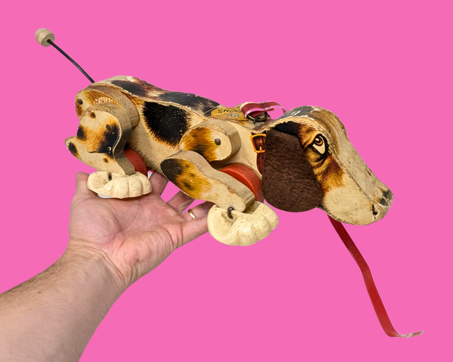 Jouet à tirer vintage Fisher Price Snoopy Dog des années 1960