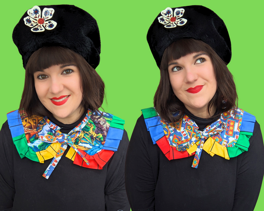 Rideaux réversibles à motif dinosaures, faits à la main et recyclés, col marin avec volants