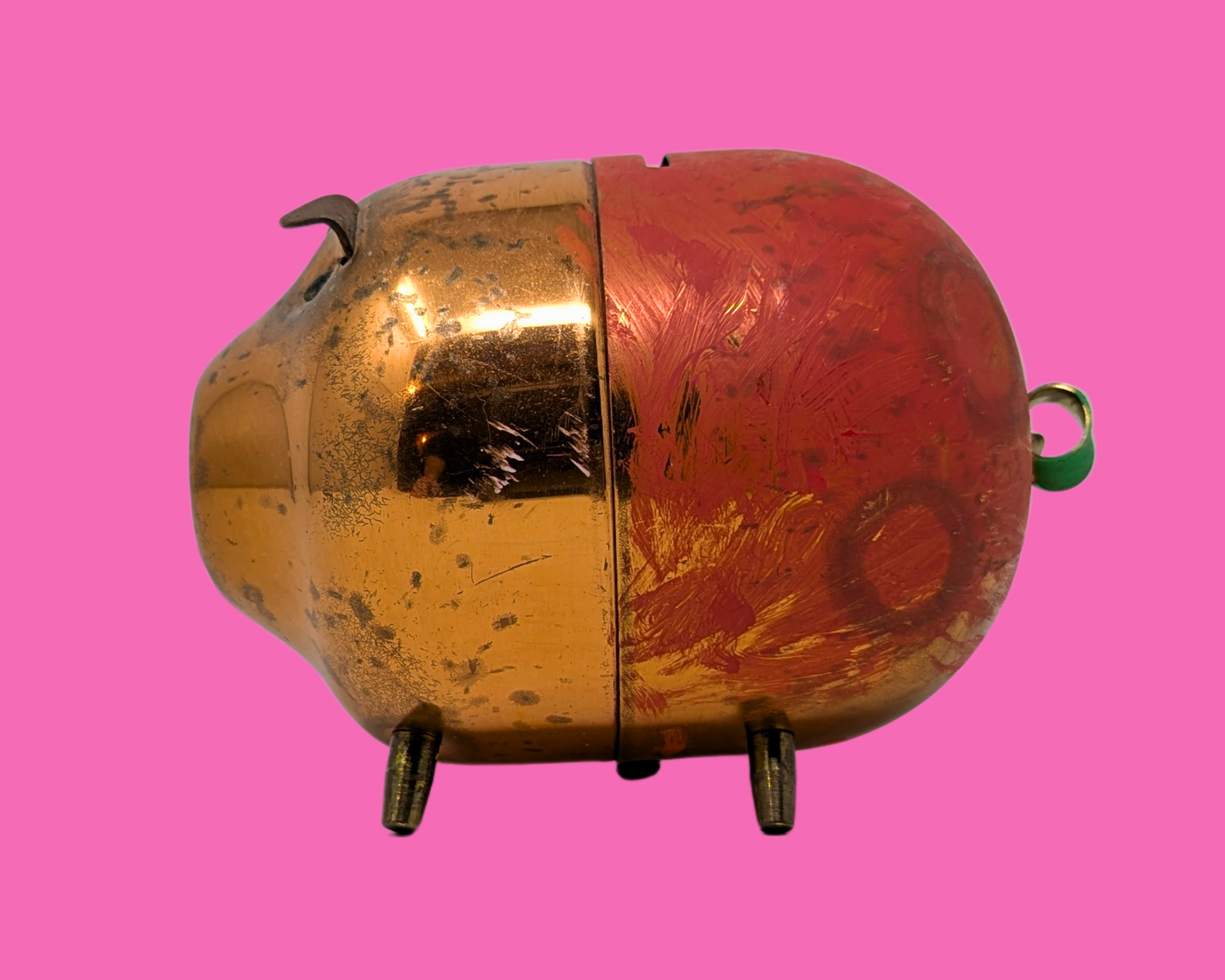 Tirelire cochon vintage en laiton