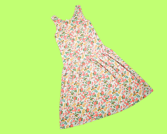 Robe fleurie vintage des années 1990 sans manches, taille basse, taille M